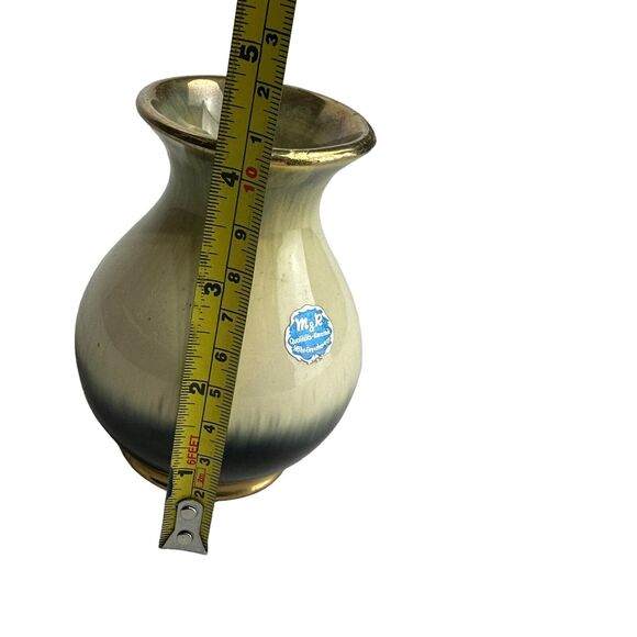 m&r west Germany art pottery vase 8010 Small 4 In. Metallic Gold Drip Graze - Picture 8 of 9